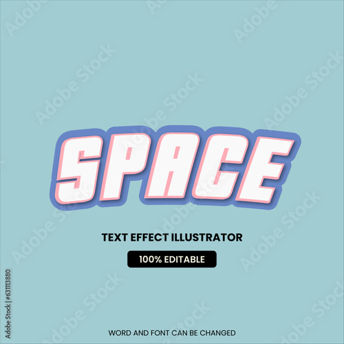 Space text effect curve style. Editable in font and words