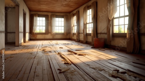 interior of the old wooden room
