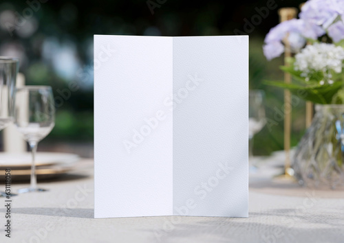 Mockup white blank space Folded card, for Menu, Flyer, invitation. with clipping path