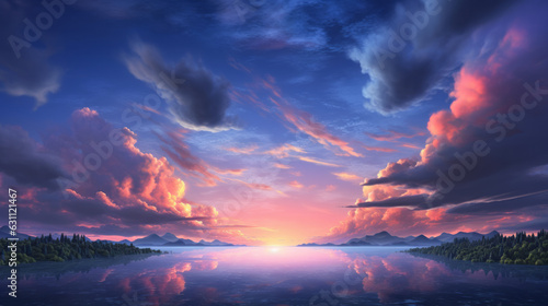 A breathtaking sunset over a serene body of water