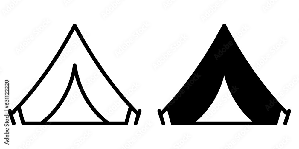 ofvs420 OutlineFilledVectorSign ofvs - tent vector icon . camping sign . isolated transparent . black outline and filled version . AI 10 / EPS 10 / PNG . g11760 - obrazy, fototapety, plakaty 