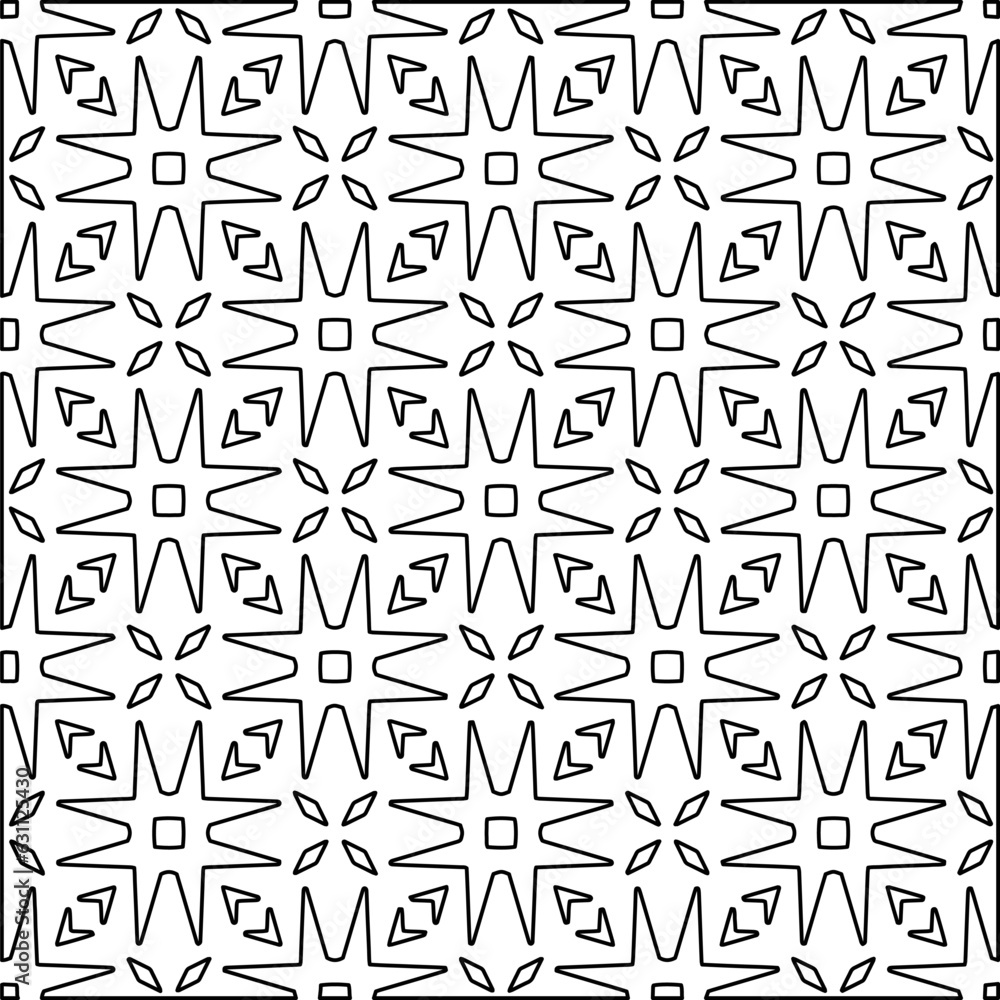 White background with black lines. Modern stylish abstract texture. Repeating geometric shapes from striped elements.
White background with black lines. Modern stylish abstract texture. Repeating geometric shapes from striped elements.