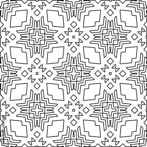  White background with black lines. Modern stylish abstract texture. Repeating geometric shapes from striped elements.