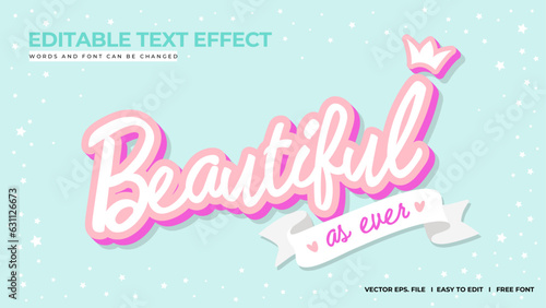 Beautiful as ever editable text effect lettering typography in starry blue background 