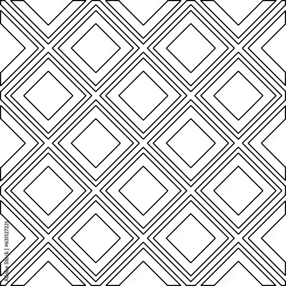 White background with black lines. Modern stylish abstract texture. Repeating geometric shapes from striped elements.
White background with black lines. Modern stylish abstract texture. Repeating geometric shapes from striped elements.
