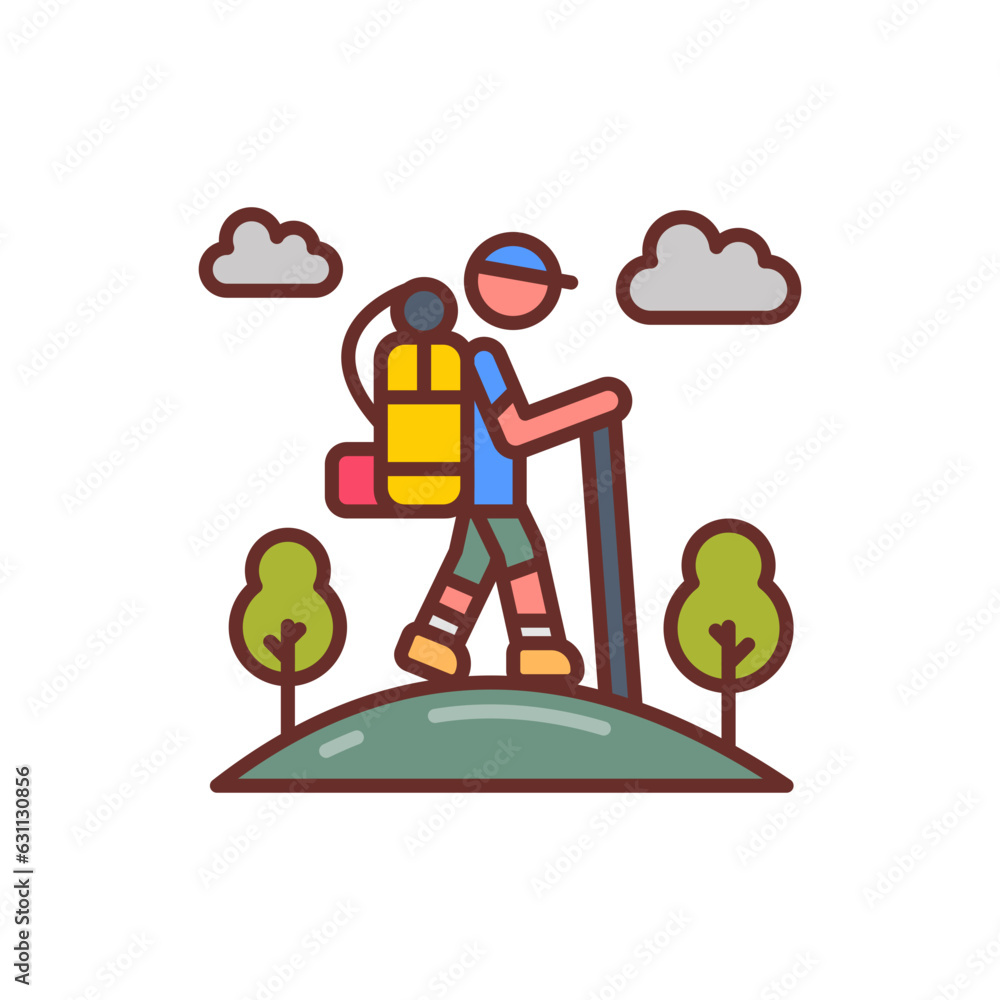 Hiking icon in vector. Illustration