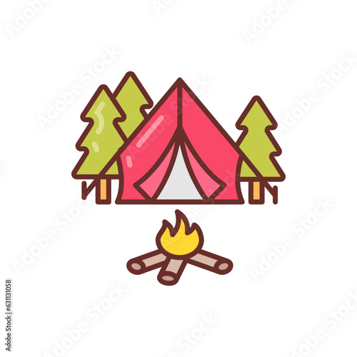Camping icon in vector. Illustration