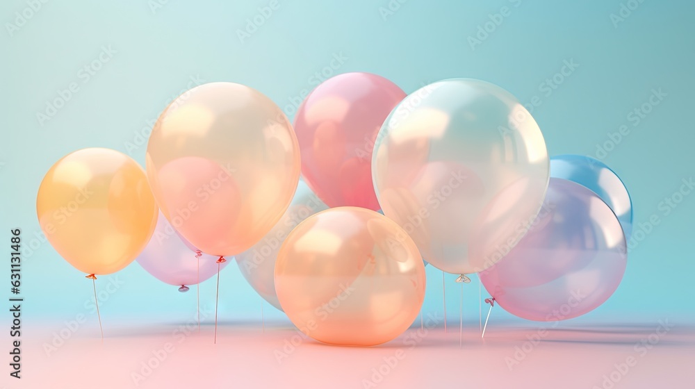  a bunch of balloons that are in the air with a blue background.  generative ai