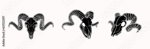 goat head skull vector silhouette illustration