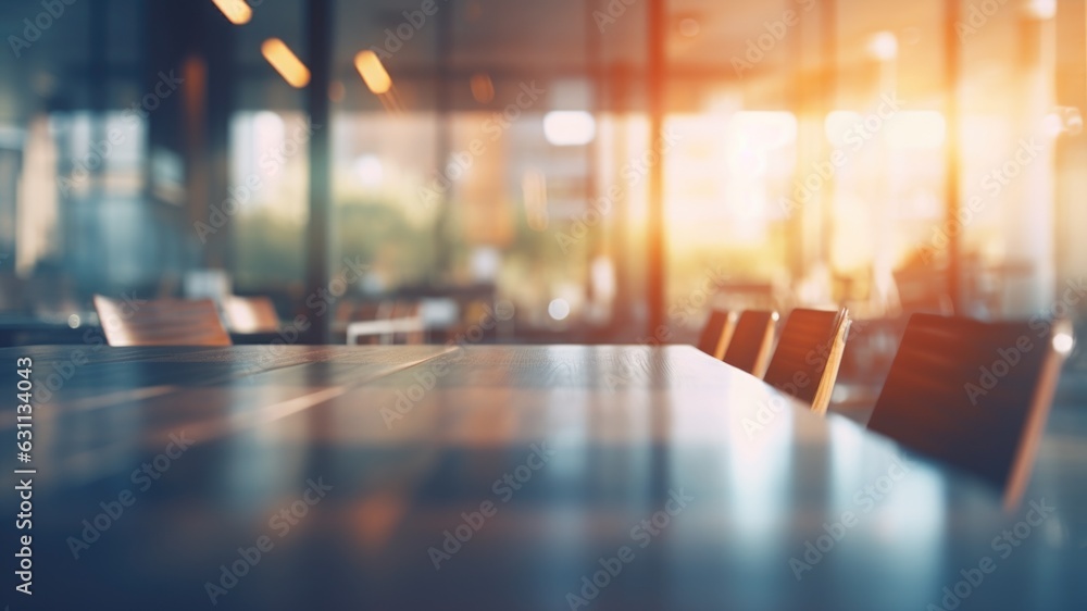 Fototapeta premium Blurred office background conference room table and chairs