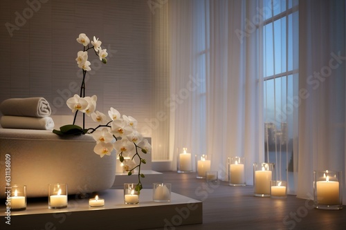 Luxe Relaxation  Spa Oasis with Orchids and Candles  Generative