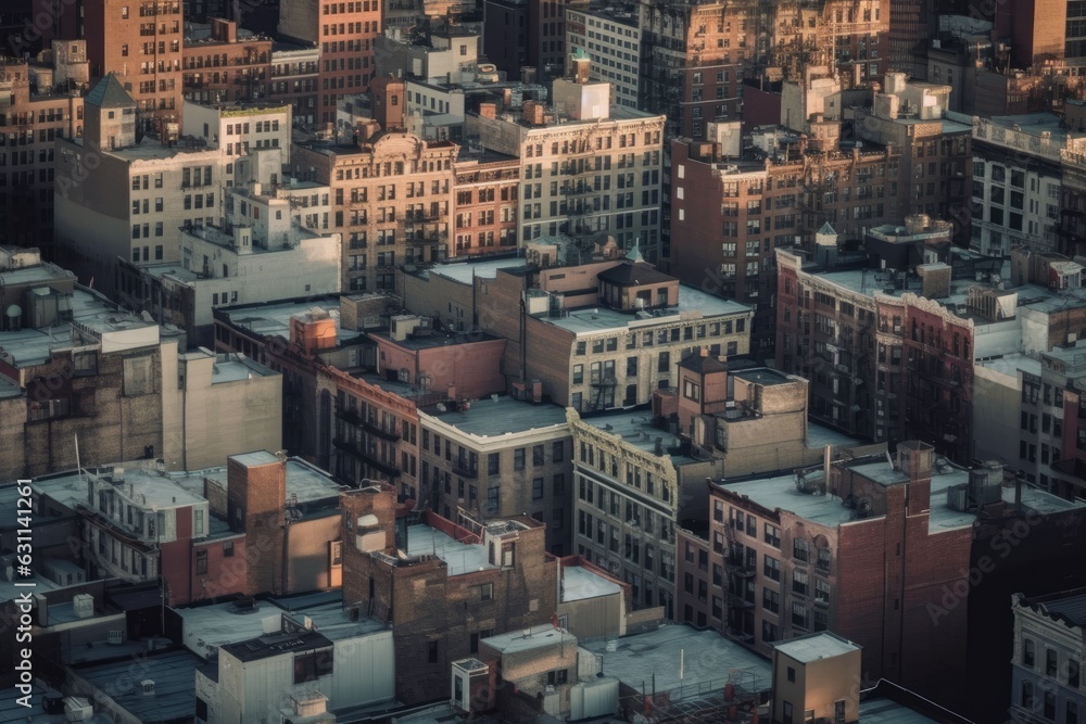 City skyscrapers as viewed from above. Generative AI City skyscrapers as viewed from above. Generative AI