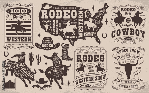 Wild west monochrome set logotypes