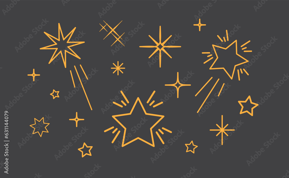 Twinkling stars. Stars light effect. Vector illustration