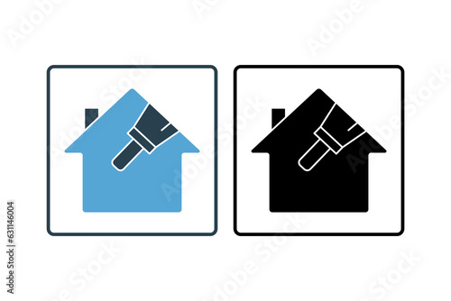 Painting House icon. icon related to painting. solid icon style. Simple vector design editable
