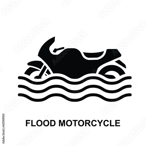 flood motorcycle icon.Flooded road isolated on background vector illustration.