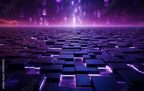 Purple Blockchain 3D Abstract Modern Background © Happymoon