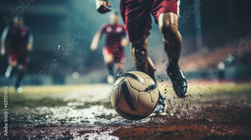 Dynamic Action Shot of Soccer Players on the Field during a Match 