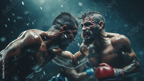 Intense Boxing Match with Fighters in Action  © Наталья Евтехова
