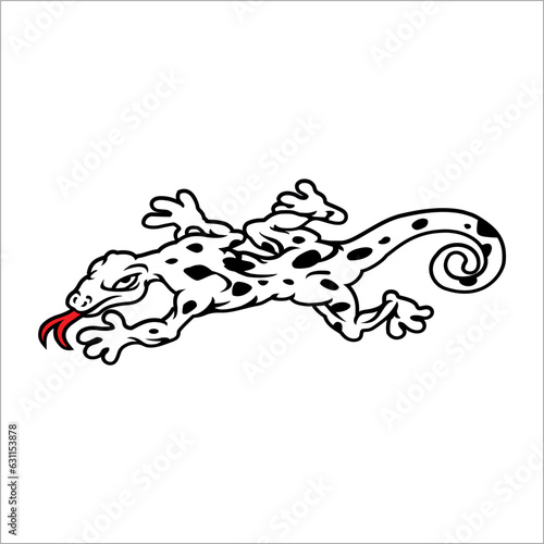 vector illustration of a red-tongued spotted gecko animal can be used as a sticker