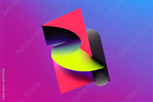 colorful image of various geometric shapes, dynamic and dramatic compositions, colorful layered forms, curvilinear, light black and magenta