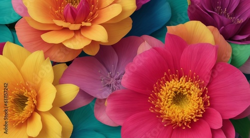 colorful abstract flowers background, colored flowers on abstract background