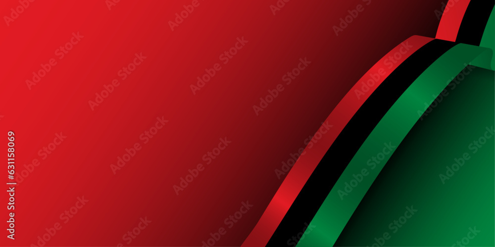 Pan-African flag colored gradient banner. Pan african flag ribbon on left side with copy space. Juneteenth banner. Vector Illustration. EPS 10.
 - obrazy, fototapety, plakaty 