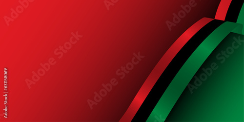 Pan-African flag colored gradient banner. Pan african flag ribbon on left side with copy space. Juneteenth banner. Vector Illustration. EPS 10.
