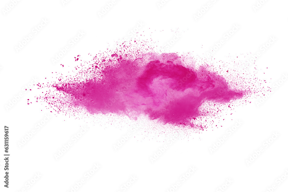 Pink powder explosion on white background. Colored cloud. Colorful dust explode. Paint Holi. Pink powder explosion on white background. Colored cloud. Colorful dust explode. Paint Holi.