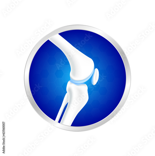 Bone joint cartilage in label aluminum. Human skeleton anatomy healthy. Foods logo products template design. Medical food supplement concepts. Vector EPS10.