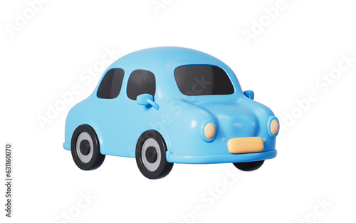 Cuadro en lienzo Cartoon car with white background, model car, 3d rendering.
