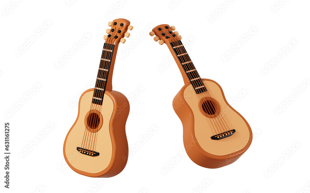 Fototapeta premium Cartoon guitar model, 3d rendering.