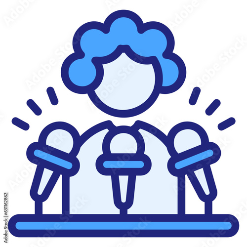  Press conference blue icon