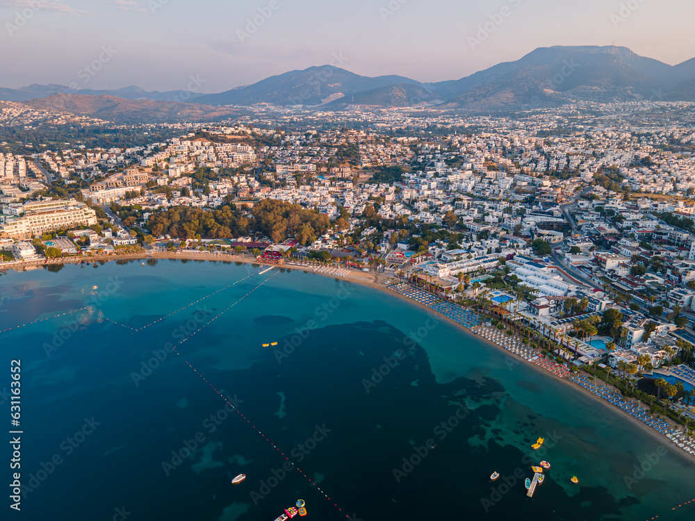 Aerial view of lagoon in Bodrum town resort in Turkey