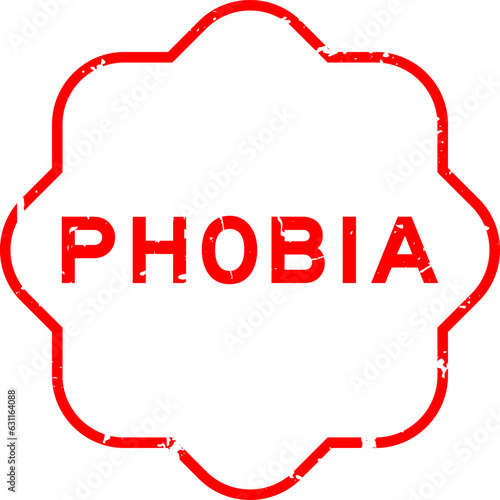Grunge red phobia word rubber seal stamp on white background