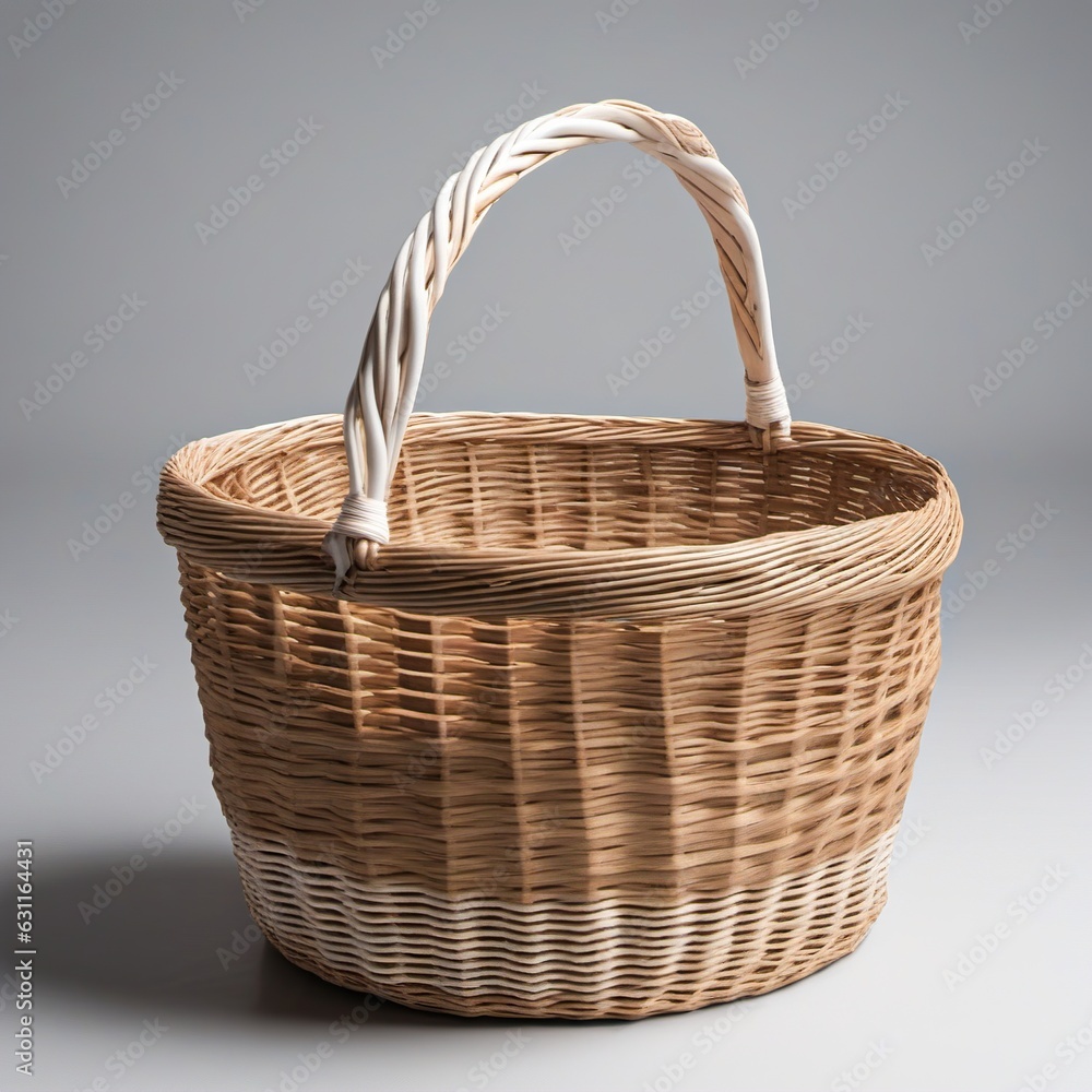 Obraz premium Wicker Basket, Woven Basket with Handles