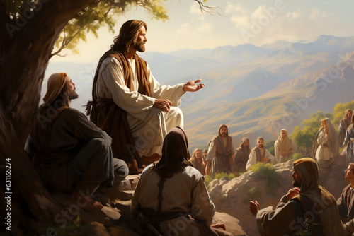 Divine Teachings, Jesus Sharing Parables amidst Nature
