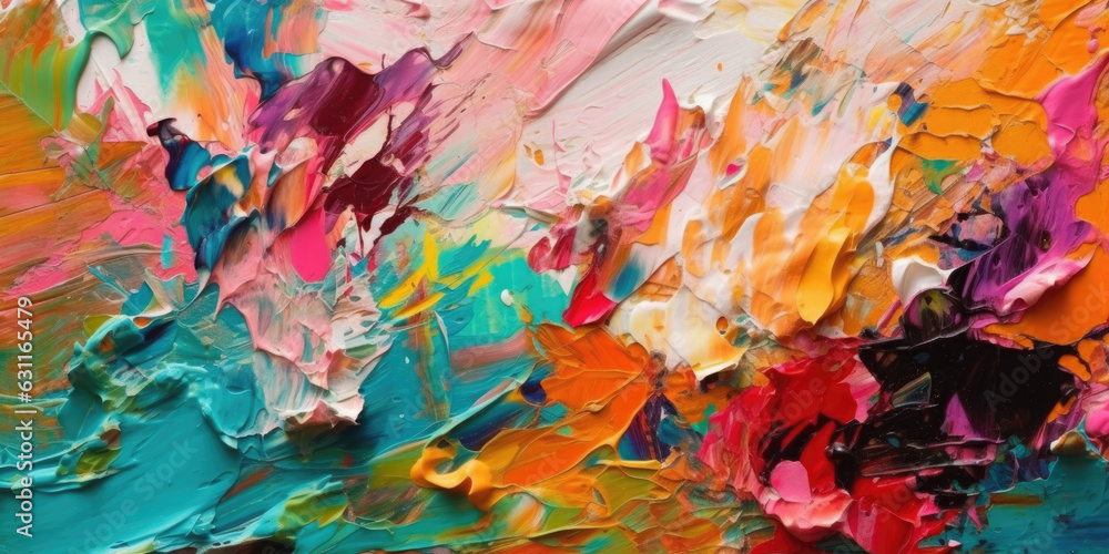 Closeup of abstract rough colorful art painting texture. AI-generated image Closeup of abstract rough colorful art painting texture. AI-generated image