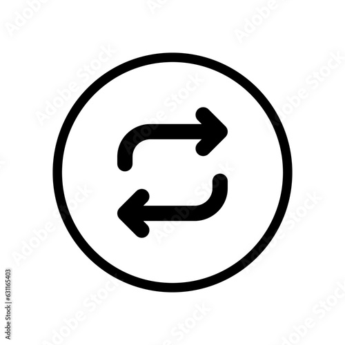 Repost, retweet, share button icon vector in circle line