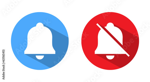 Notification bell icon vector in flat style. Mute reminder button symbol