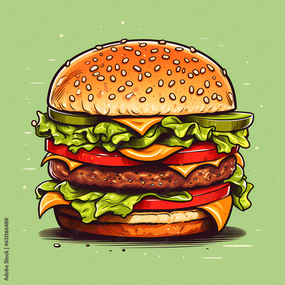 hand drawn cartoon hamburger illustration material	
