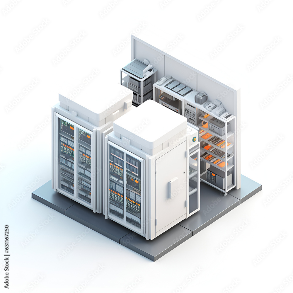 Isometrics data centre with server Isometrics data centre with server