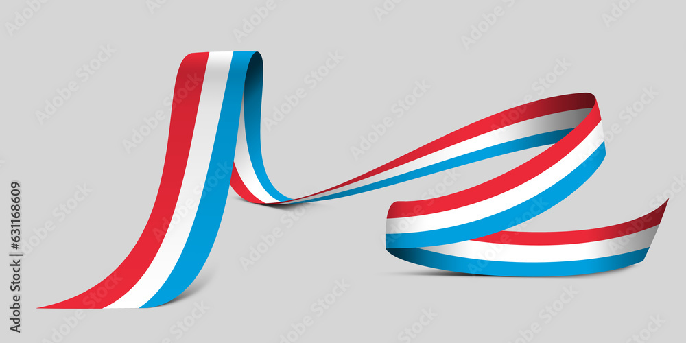 Obraz premium 3D illustration. Flag of Luxembourg on a fabric ribbon background.