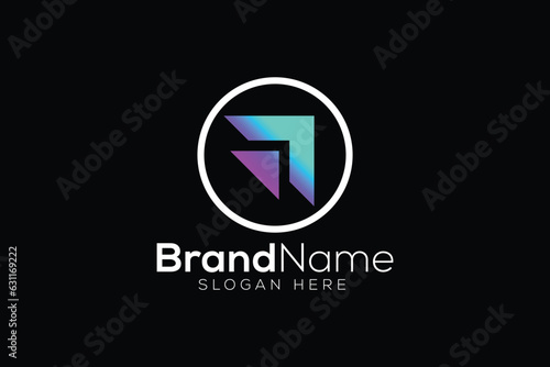 Trendy and Professional Colorful Tech arrow logo design vector template