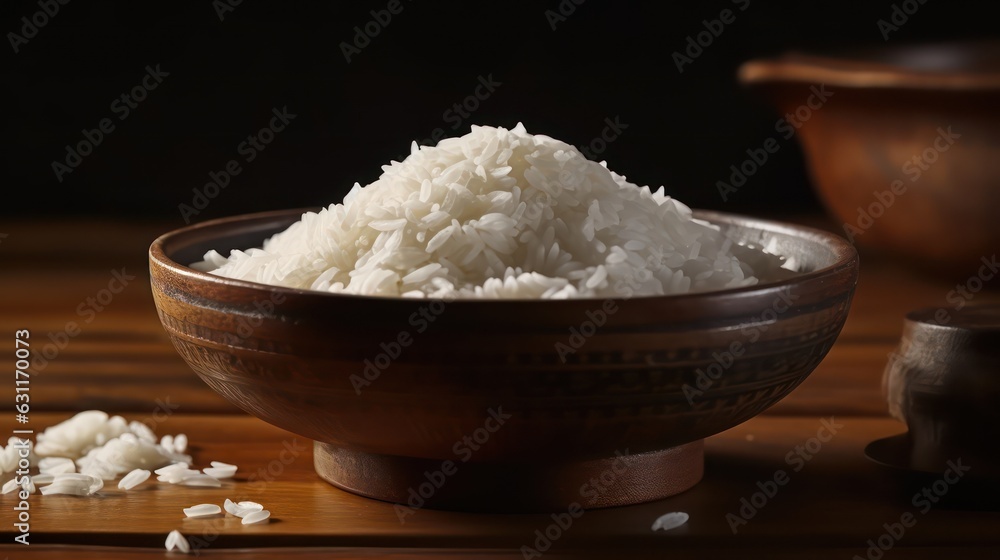 rice in wooden bowl rice in wooden bowl