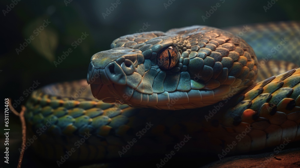 Colorful snake. Created with Generative AI. Colorful snake. Created with Generative AI.