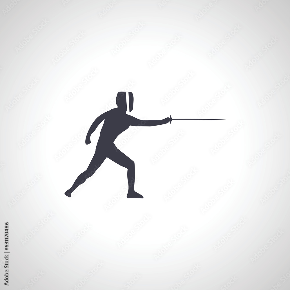 fencer silhouette, fencing isolated icon