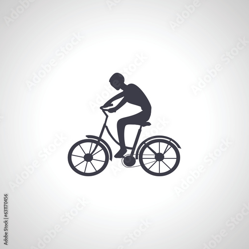 Fototapeta Naklejka Na Ścianę i Meble -  cyclist isolated icon, silhouette of a cyclist on a bike