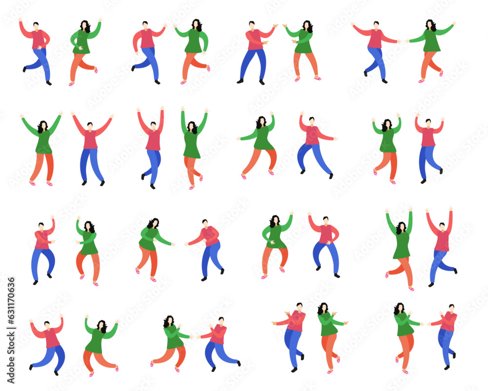 illustration of happy man and woman poses illustration of happy man and woman poses