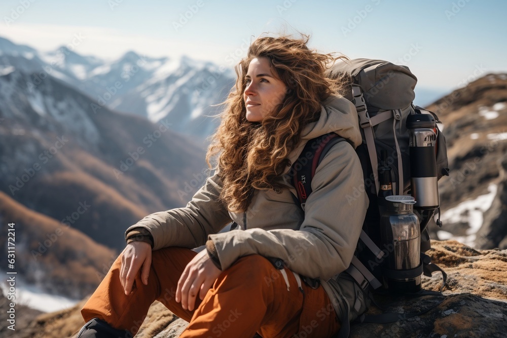 Summit Reflections: A Girl Traveler's Mountain Retreat, Generative Ai